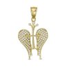 Banter Cubic Zirconia Crown Accent Cross With Angel Wings Necklace Charm In 10K Gold Charms