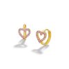 Banter 10K Solid Gold Cz Pink Open Heart Huggies Earrings