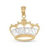 Banter Princess Beaded Crown With Star Accent Two-Tone Necklace Charm In 10K Solid Gold Charms