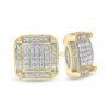 Banter 10K Solid Gold 1/5 Ct. T.W. Diamond Square Studs - Xl Post Earrings