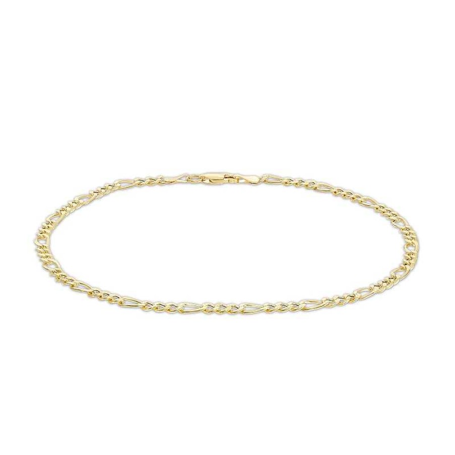 Banter 10K Hollow Gold Pav Figaro Chain Anklet Ankle