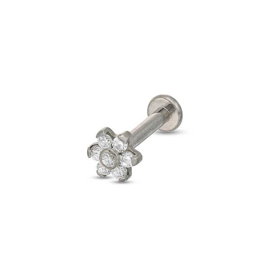 Banter Titanium Cz Flower Stud - 16G 5/16" Ear