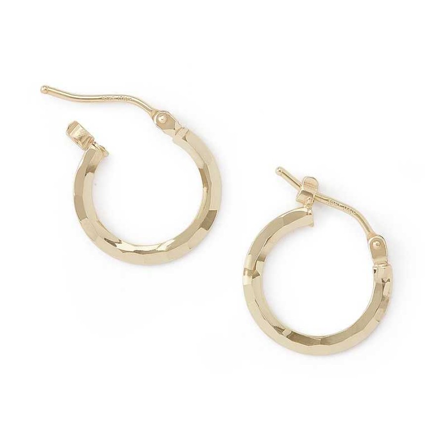 Banter Made In Italy 10Mm Diamond-Cut Hoop Earrings In 10K Gold Tube Earrings