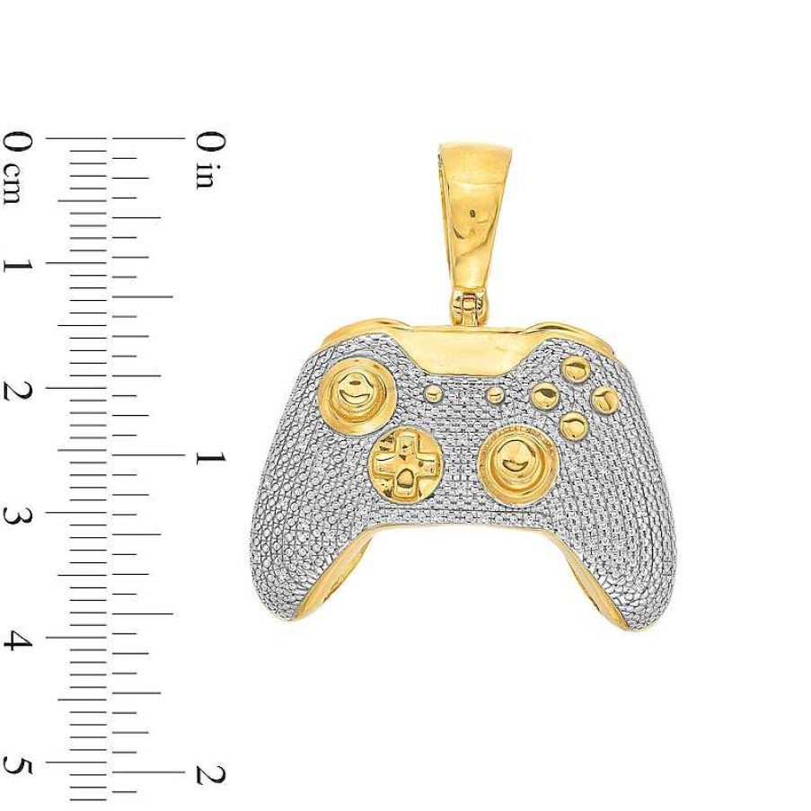 Banter 1/20 Ct. T.W. Diamond Game Controller Necklace Charm In Sterling Silver With 14K Gold Plate Charms