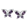 Banter Child'S Marquise Purple Cubic Zirconia Butterfly Stud Earrings In Sterling Silver Earrings