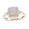 Banter 1/4 Ct. T.W. Square Composite Diamond Double Cushion Frame Triangle Side Accent Ring In 10K Gold Rings