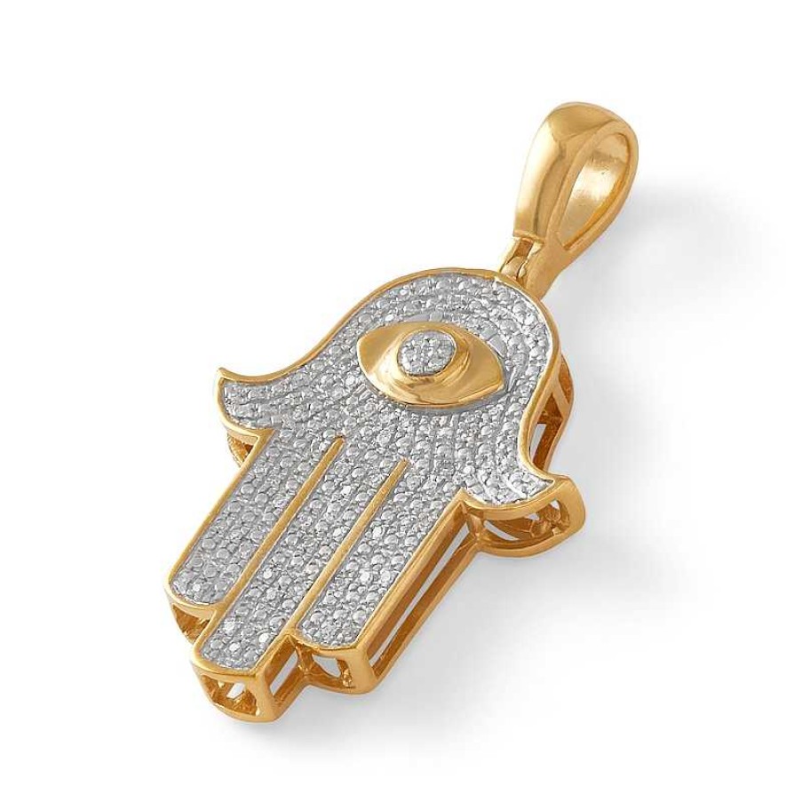 Banter 1/10 Ct. T.W. Diamond Hamsa Necklace Charm In Sterling Silver With 14K Gold Plate Charms