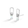 Banter Sterling Silver Simulated Opal And Cz Oval Link Studs Earrings