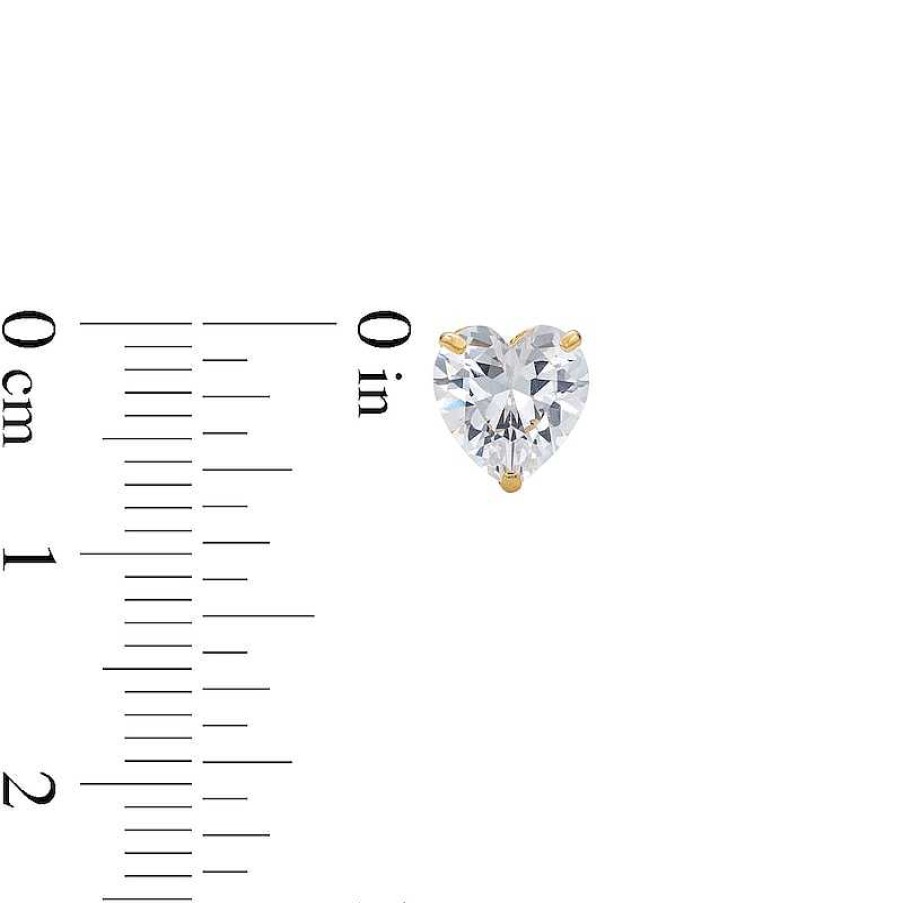 Banter 10K Solid Gold Cz Heart Studs Earrings