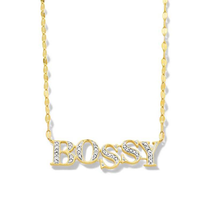 Banter 1/20 Ct. T.W. Diamond "Bossy" Necklace In 10K Gold Necklaces