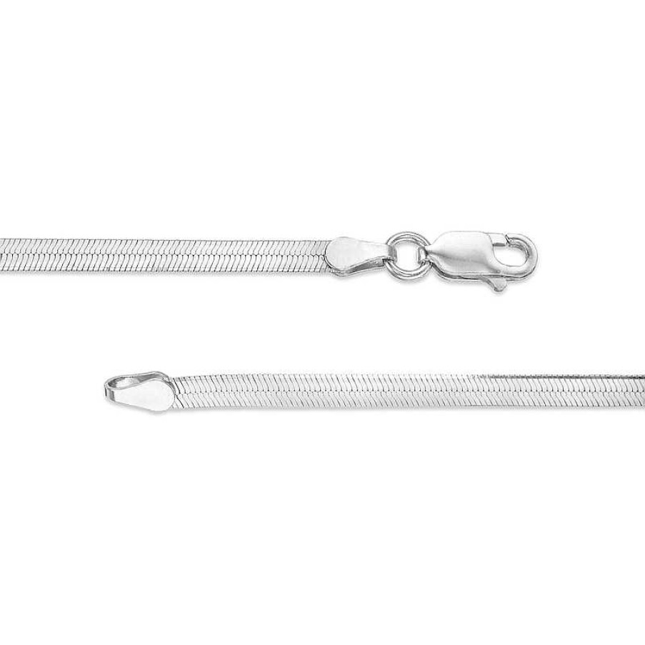 Banter Made In Italy 035 Gauge Herringbone Chain Necklace In Solid Sterling Silver - 20" Necklaces