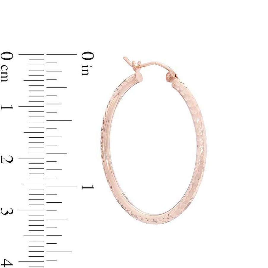 Banter 30Mm Diamond- Cut Hoop Earrings In 14K Tube Hollow Rose Gold Earrings