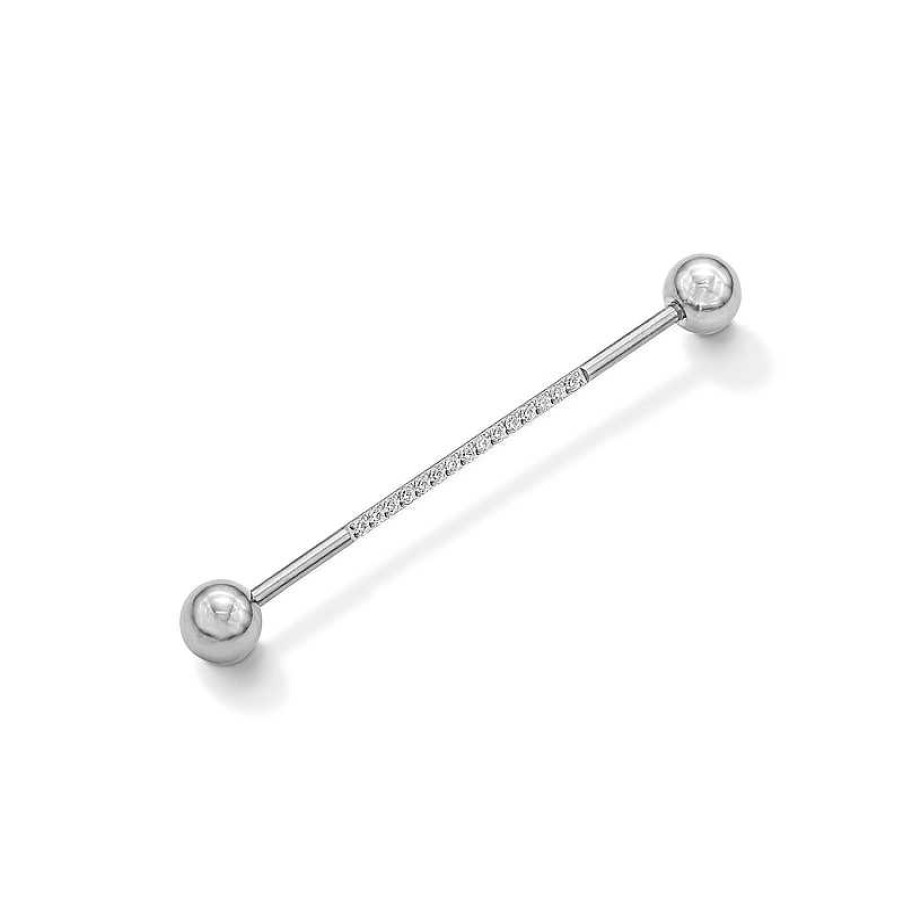 Banter Stainless Steel Cz Industrial Barbell - 16G 1 3/8" Ear