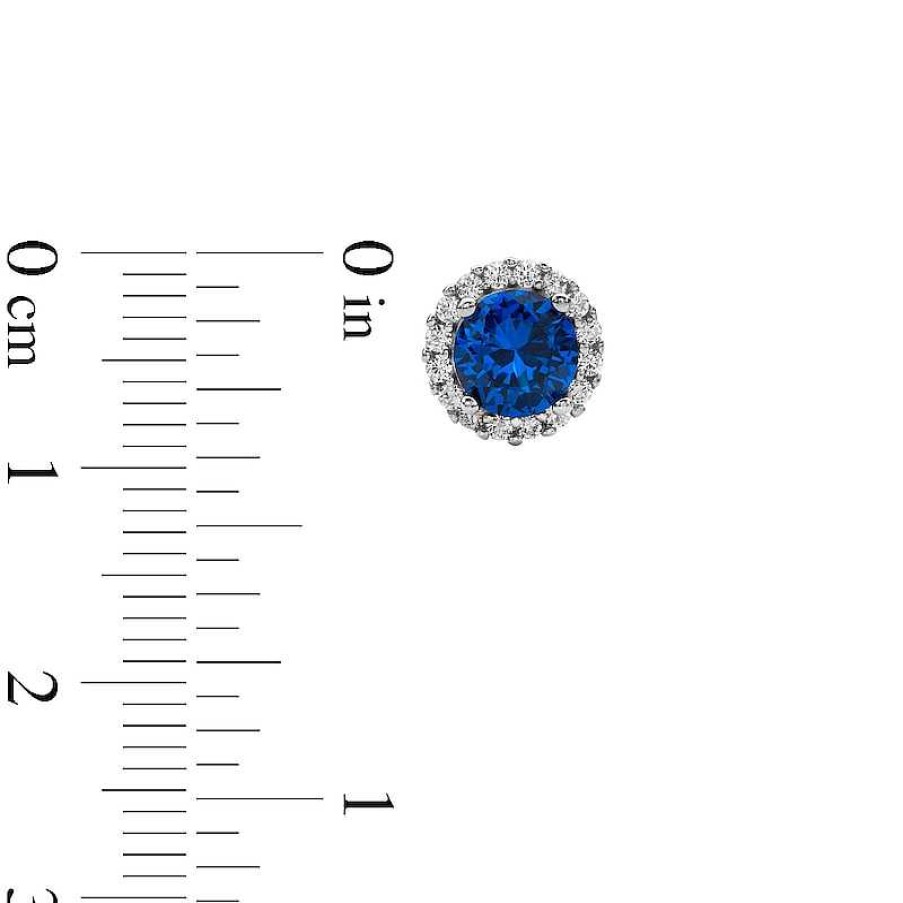 Banter Sterling Silver Blue Cz Halo Studs Earrings