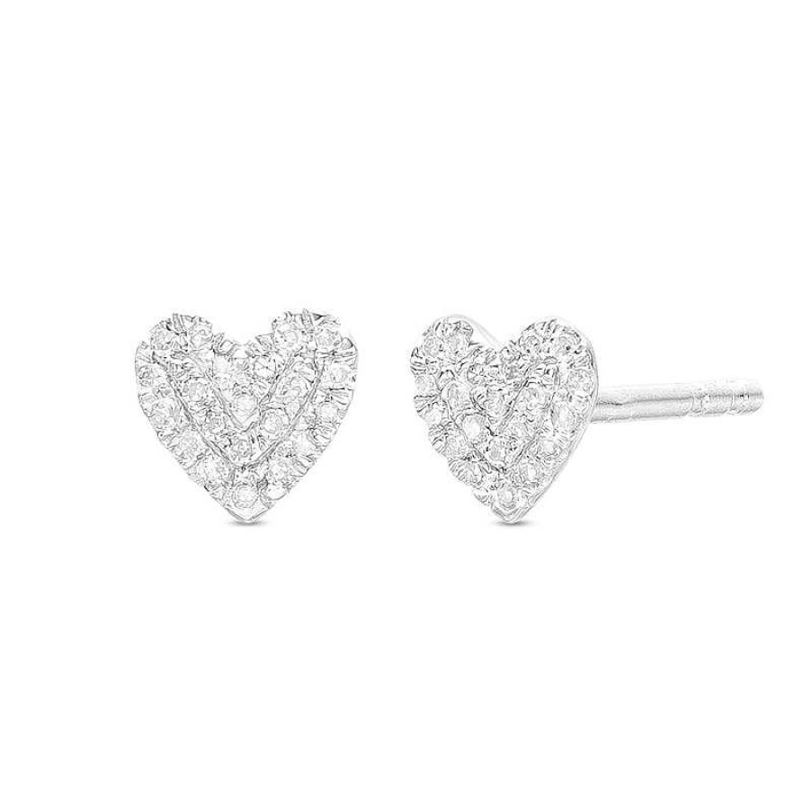 Banter 1/20 Ct. T.W. Diamond Heart Stud Earrings In Sterling Silver Earrings