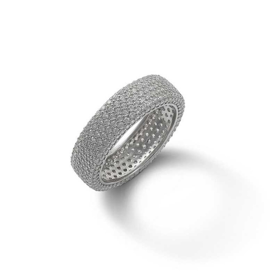 Banter Cubic Zirconia Pav Multi-Row Ring In Solid Sterling Silver Rings