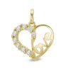 Banter Cubic Zirconia "Love" Heart Necklace Charm In 10K Solid Gold Charms