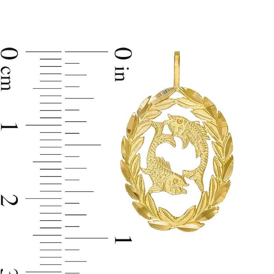 Banter Garland Wreath Frame Pisces Necklace Charm In 10K Gold Casting Solid Charms