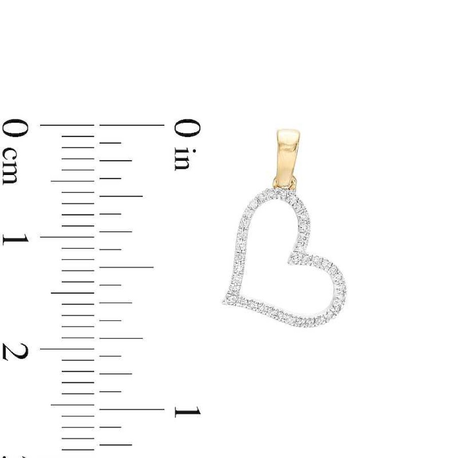 Banter 10K Solid Gold 1/20 Ct. T.W. Diamond Heart Necklace Charm Charms