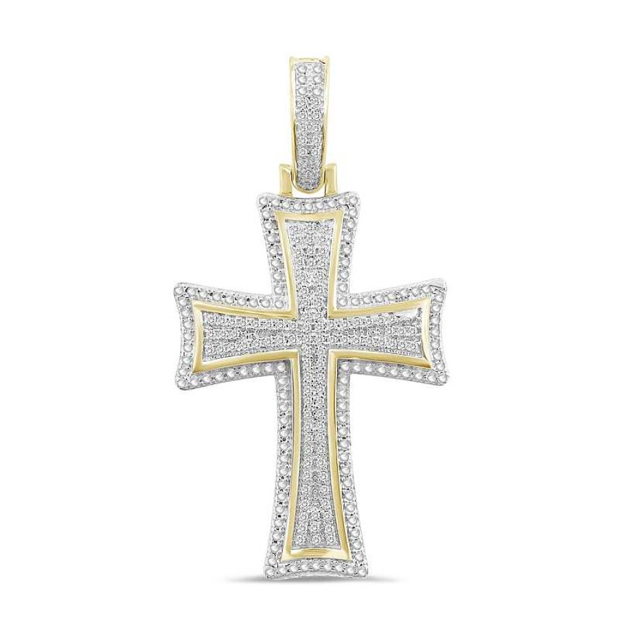 Banter 1/4 Ct. T.W. Diamond Cross Necklace Charm In Sterling Silver With 14K Gold Plate Charms