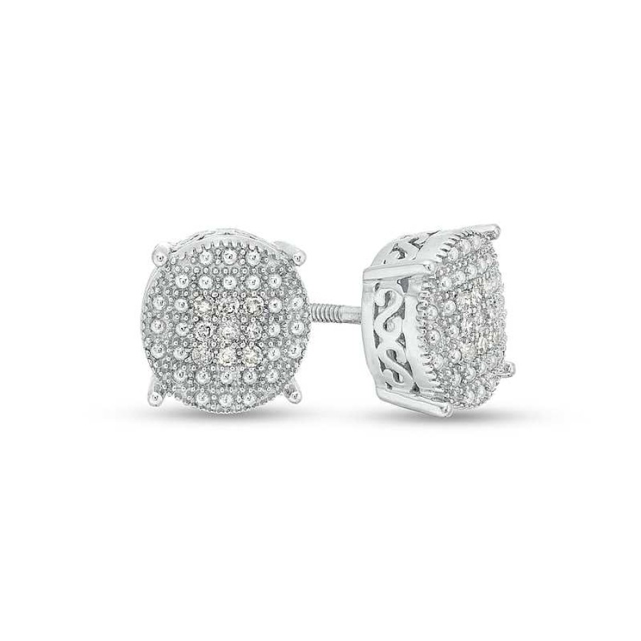 Banter 1/10 Ct. T.W. Composite Diamond Circle Stud Earrings In Sterling Silver Earrings