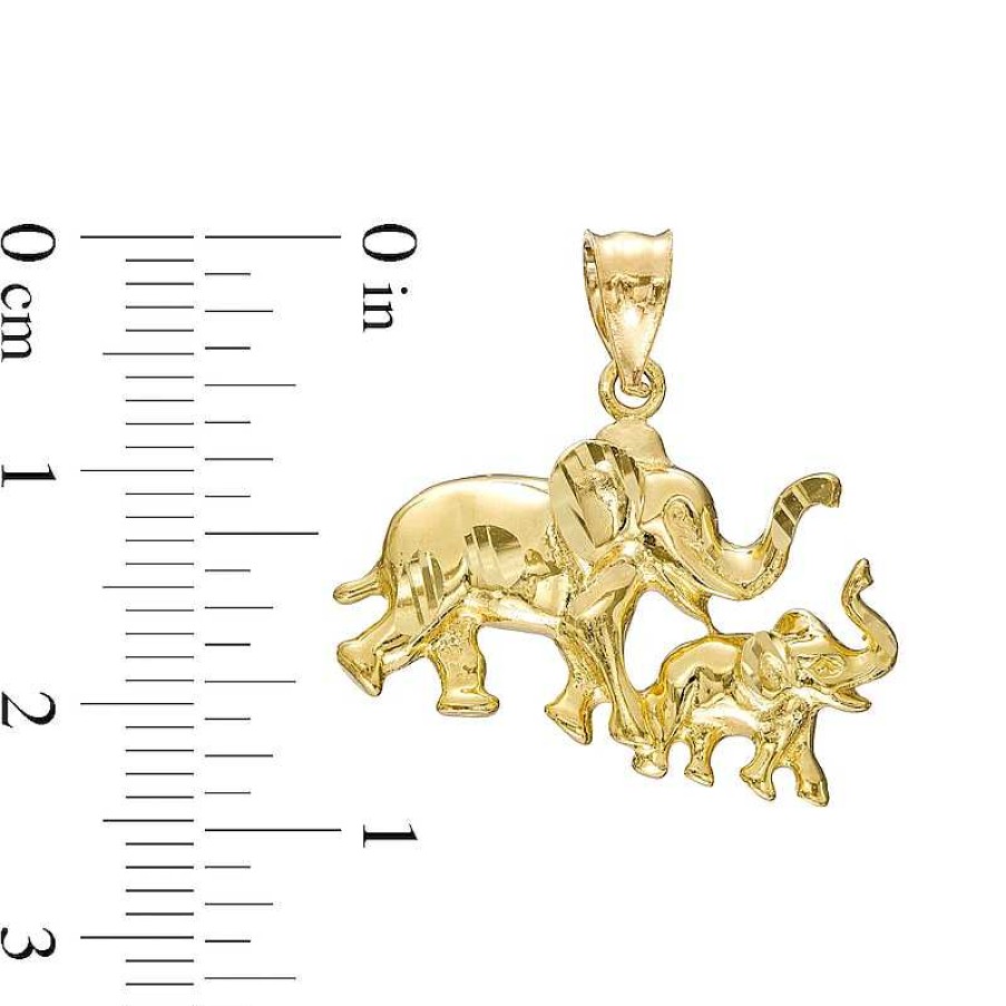 Banter Mom And Baby Elephant Necklace Charm In 10K Gold Casting Charms