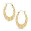 Banter Diamond-Cut Ribbed Hoop Earrings In 10K Stamp Hollow Gold Earrings