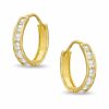 Banter Cubic Zirconia Seven Stone 13Mm Huggie Earrings In Solid Sterling Silver With 14K Gold Plate Earrings