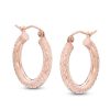 Banter 20Mm Diamond-Cut Hoop Earrings In 14K Tube Hollow Rose Gold Earrings