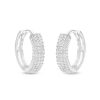 Banter Cubic Zirconia Three Row Pav Huggie Hoop Earrings In Solid Sterling Silver Earrings