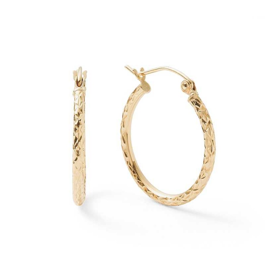 Banter 20Mm Diamond-Cut Hoop Earrings In 14K Tube Hollow Gold Earrings