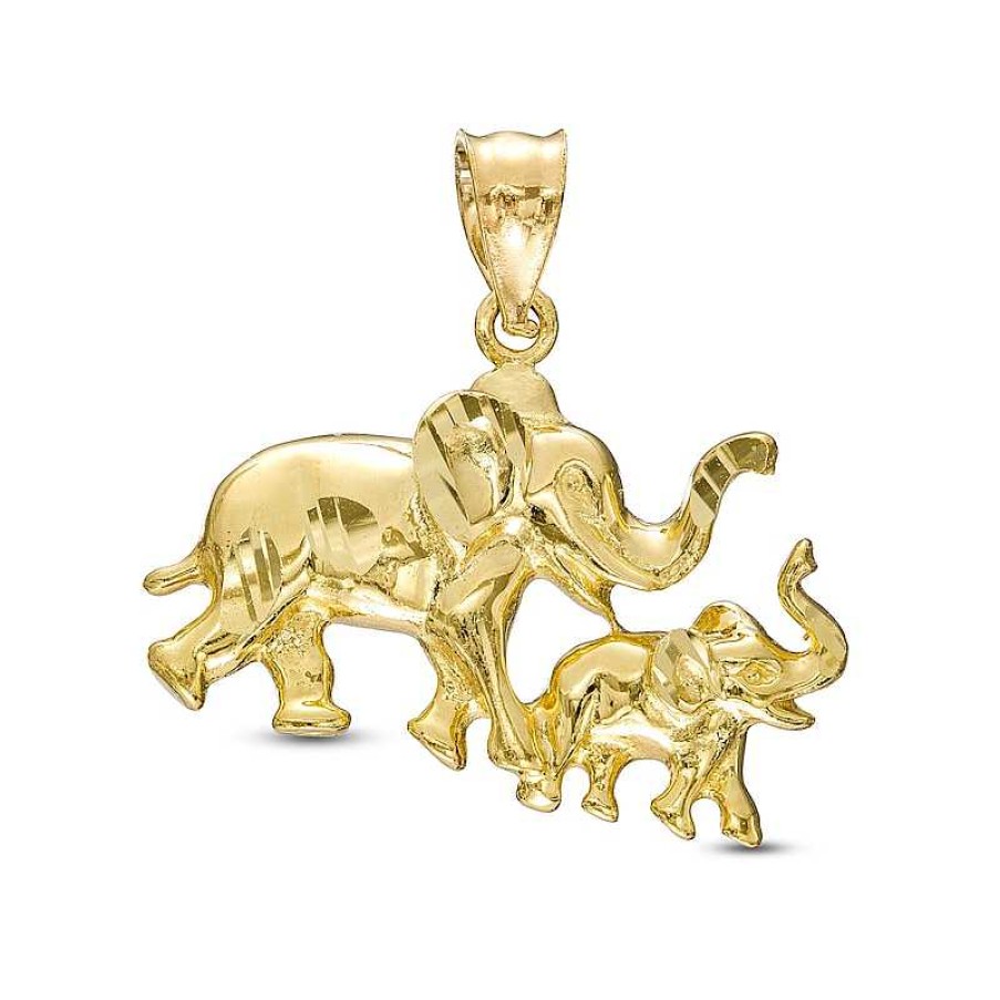 Banter Mom And Baby Elephant Necklace Charm In 10K Gold Casting Charms