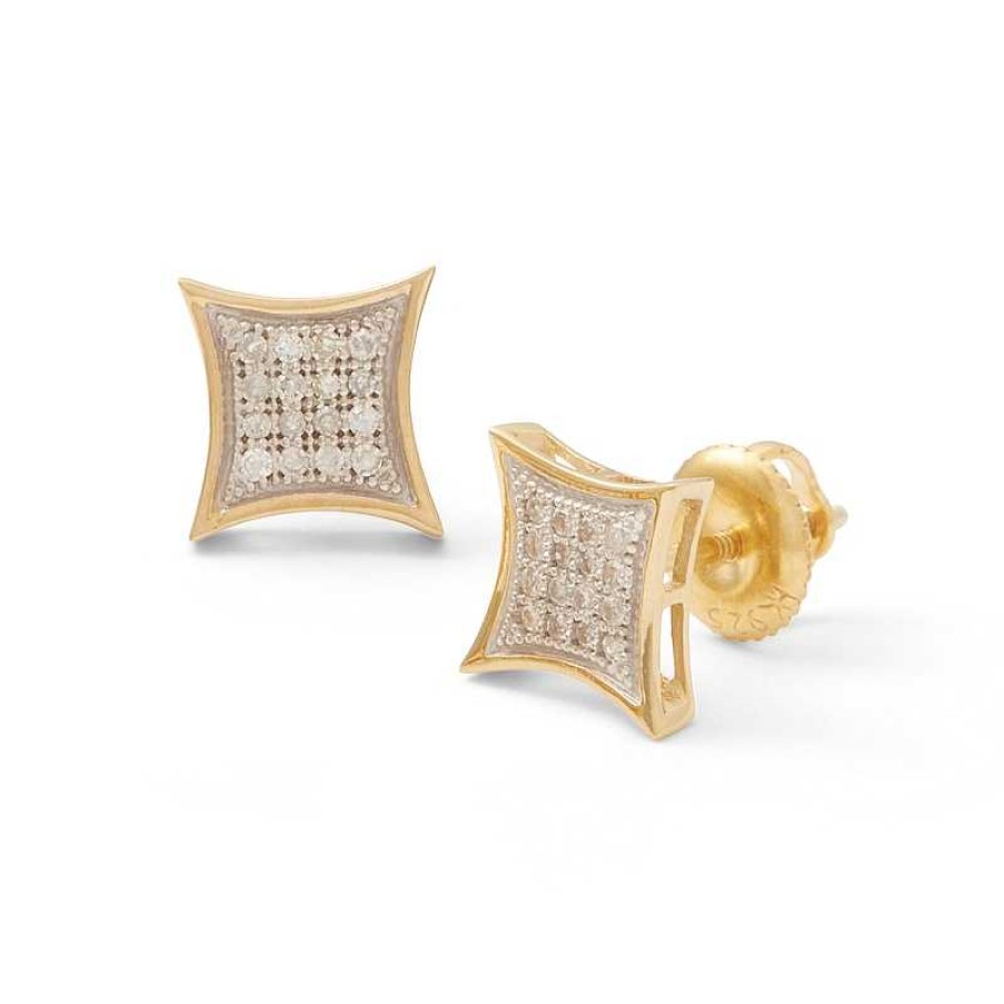 Banter 1/10 Ct. T.W. Diamond Concave Square Stud Earrings In Sterling Silver And 14K Gold Plate Earrings