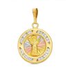 Banter Divino Ni O Diamond-Cut Medallion Necklace Charm In 10K Tri-Tone Gold With Cubic Zirconia Charms