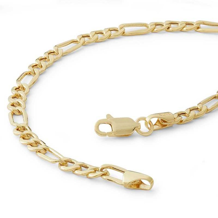 Banter 100 Gauge Beveled Figaro Chain Bracelet In 10K Hollow Gold - 9" Bracelets