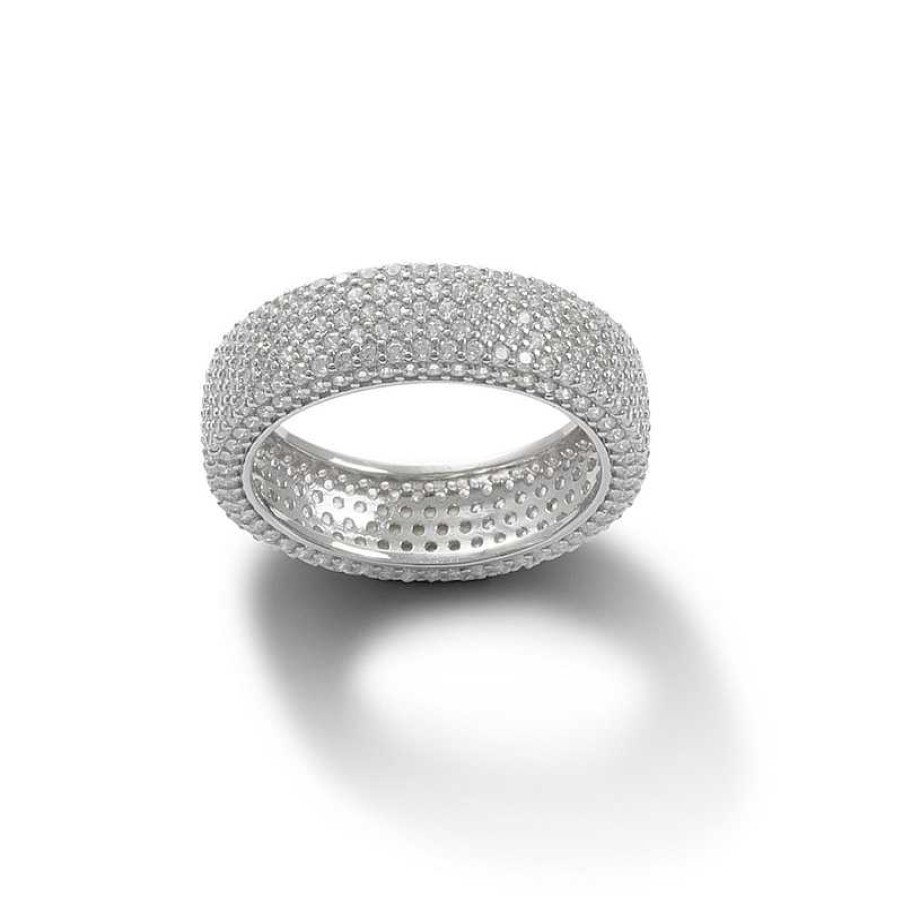 Banter Cubic Zirconia Pav Multi-Row Ring In Solid Sterling Silver Rings