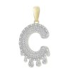 Banter 1/3 Ct. T.W. Diamond Beaded Dripping "C" Initial Necklace Charm In 10K Gold Charms