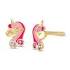 Banter Child'S Pink And Purple Cubic Zirconia Enamel Unicorn Stud Earrings In 10K Gold Earrings