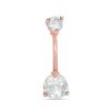 Banter Rose Ion Plated Cz Solitaire Curved Belly Button Ring - 14G Belly Button