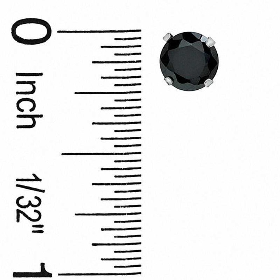 Banter 6Mm Black Cubic Zirconia Stud Earrings In 10K White Gold Earrings