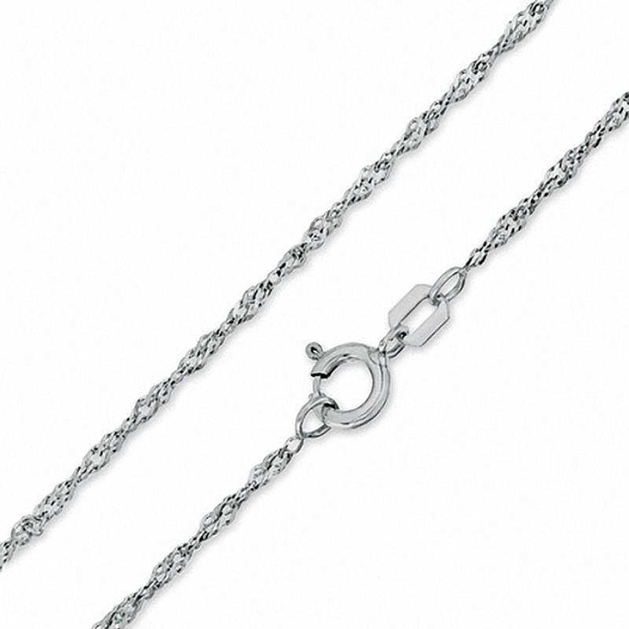 Banter 020 Gauge Singapore Chain Necklace In 10K Solid White Gold - 20" Necklaces