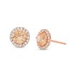 Banter 6Mm Champagne And White Cubic Zirconia Frame Stud Earrings In 14K Rose Gold Earrings