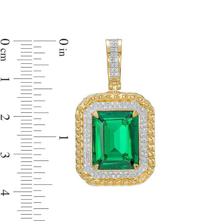 Banter 1/10 Ct. T.W. Diamond And Green Cubic Zirconia Necklace Charm In Sterling Silver With 14K Gold Plate Charms