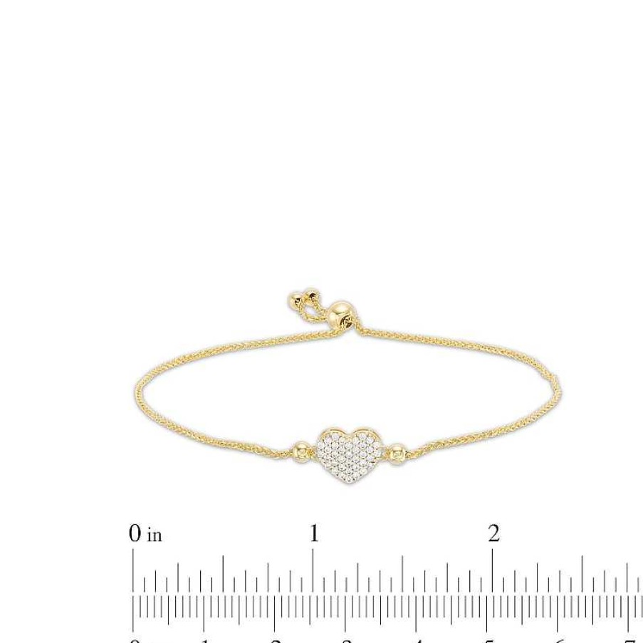 Banter Cubic Zirconia Heart Bolo Bracelet In 10K Gold Bracelets