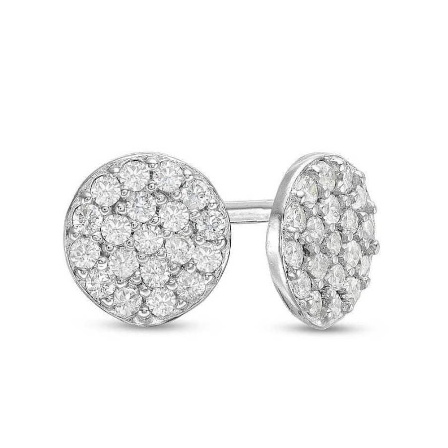 Banter Cubic Zirconia Cluster Stud Earrings In Solid Sterling Silver Earrings