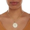 Banter Cubic Zirconia Frame "Padre Nuestro" Prayer Medallion Necklace Charm In 10K Solid Two-Tone Gold Charms