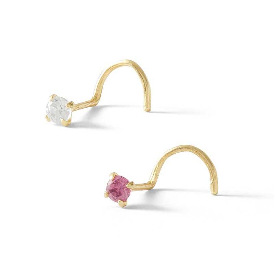 Banter 14K Semi-Solid Gold Cz Screw Nose Stud Set - 22G Nose