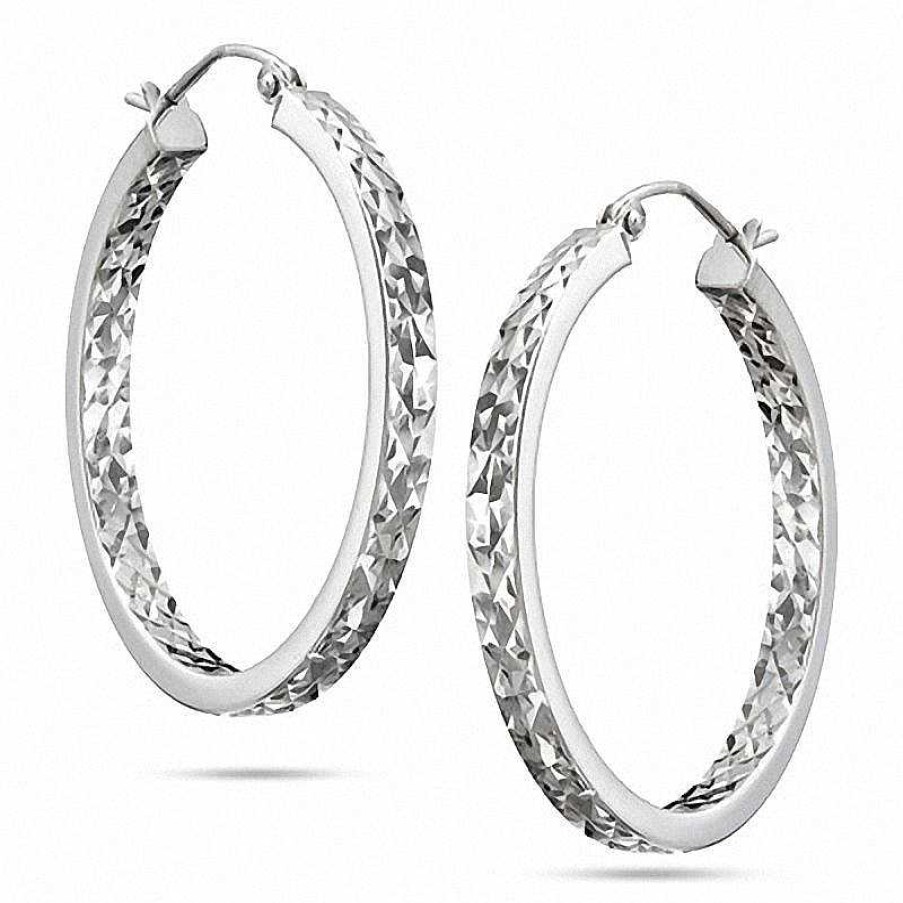 Banter 30Mm Diamond-Cut Inside-Out Hoop Earrings In Hollow Sterling Silver Earrings