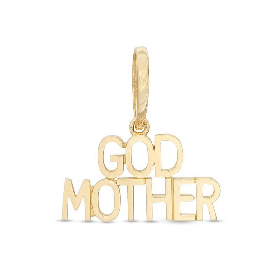 Banter Stacked Uppercase Block "Godmother" Necklace Charm In 10K Solid Gold Charms