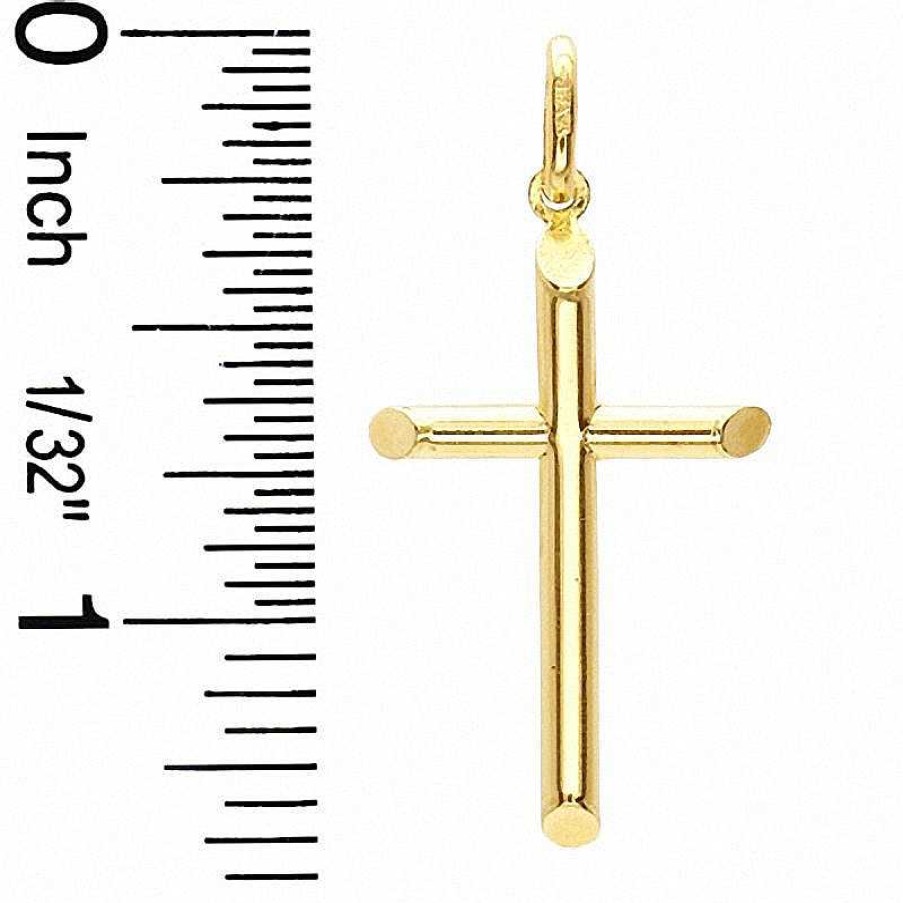 Banter Small Tube Cross Necklace Charm In 10K Gold Charms